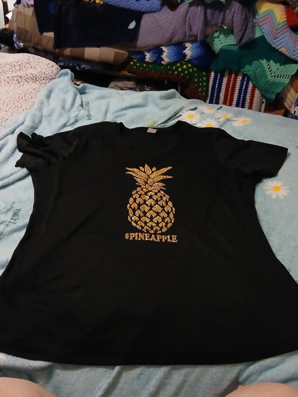 Ladies XXL Black & Gold #Pineapple Obsessed Pineapple Short Sleeve T-Shirt